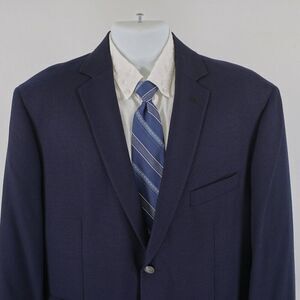 Joseph Abboud Reda‎ Super 100s Wool Blue Basketweave 2 Silver Button Blazer 44S